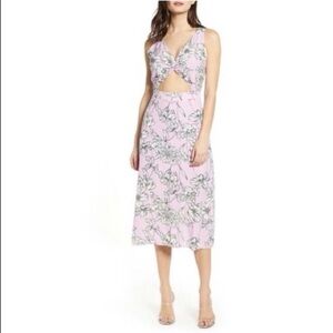 Nordstrom Floral Cutout Midi Dress in Light Pink and Black